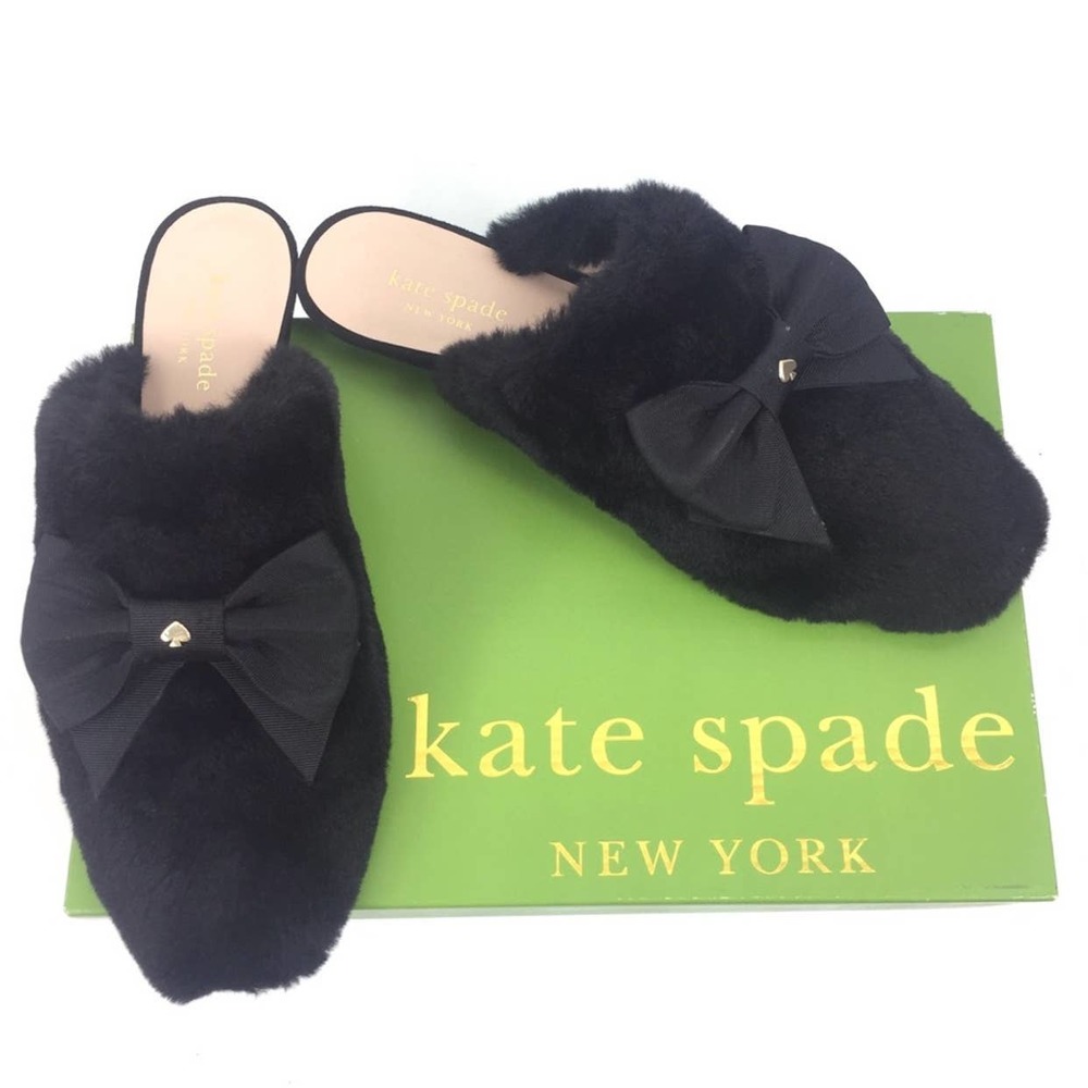 Kate Spade Jocelyn faux fur slippers NWOB